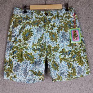 NEW Houston White Target Chino Shorts Adult 34 Floral Elastic Waist 7" Casual
